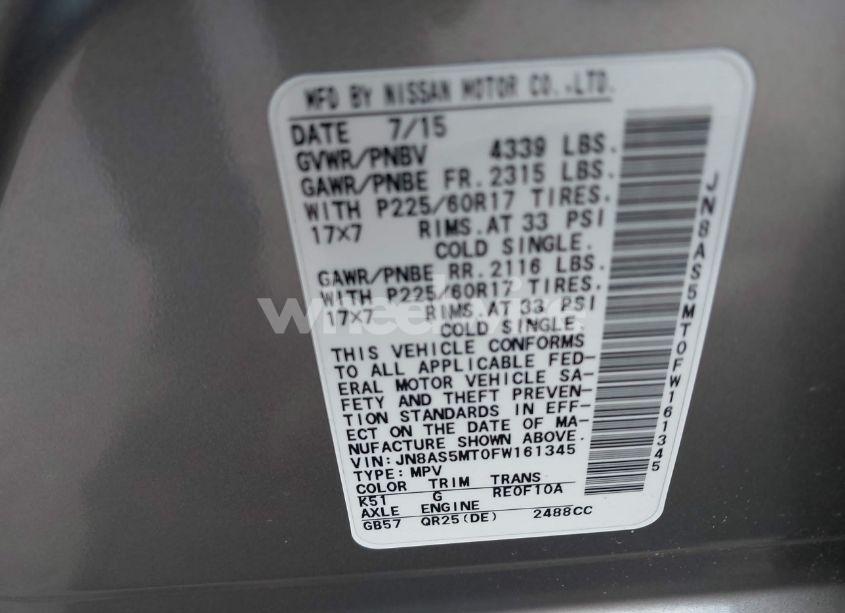 Photo 9 of 2015 Nissan Rogue SELECT S (VIN JN8AS5MT0FW161345)