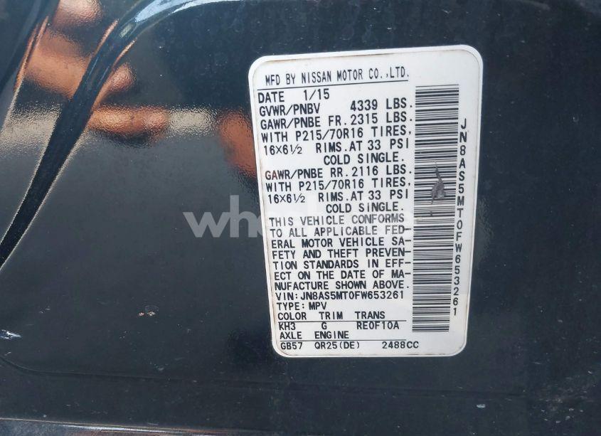 Photo 9 of 2015 Nissan Rogue SELECT S (VIN JN8AS5MT0FW653261)