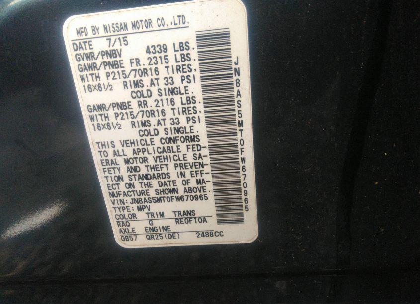 Photo 9 of 2015 Nissan Rogue SELECT S (VIN JN8AS5MT0FW670965)