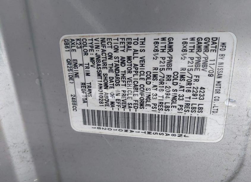 Photo 9 of 2010 Nissan Rogue S (VIN JN8AS5MT1AW010281)