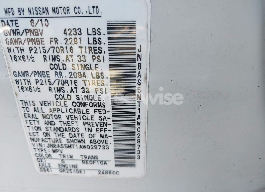 Photo 9 of 2010 Nissan Rogue S (VIN JN8AS5MT1AW028733)