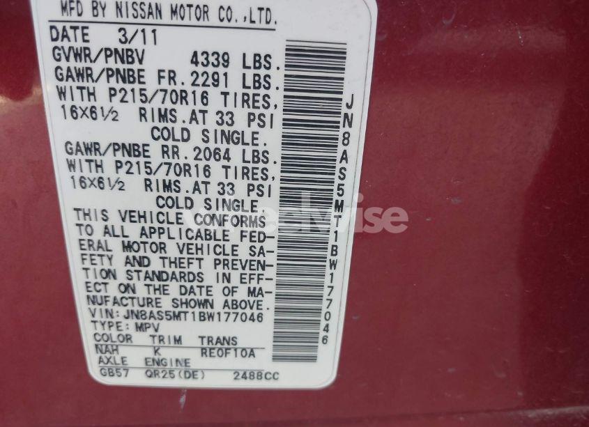 Photo 9 of 2011 Nissan Rogue S (VIN JN8AS5MT1BW177046)