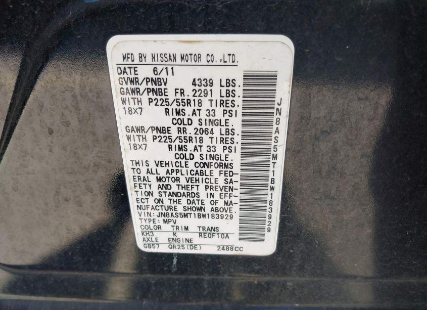 Photo 9 of 2011 Nissan Rogue SV (VIN JN8AS5MT1BW183929)