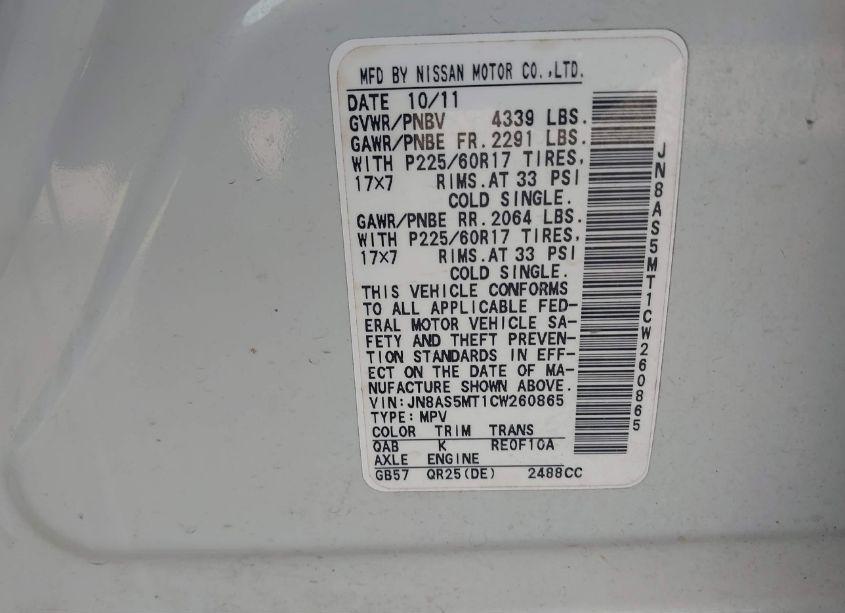 Photo 9 of 2012 Nissan Rogue SV (VIN JN8AS5MT1CW260865)