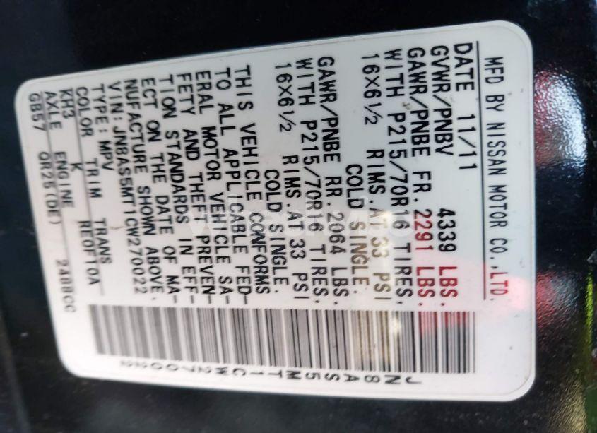 Photo 9 of 2012 Nissan Rogue S (VIN JN8AS5MT1CW270022)