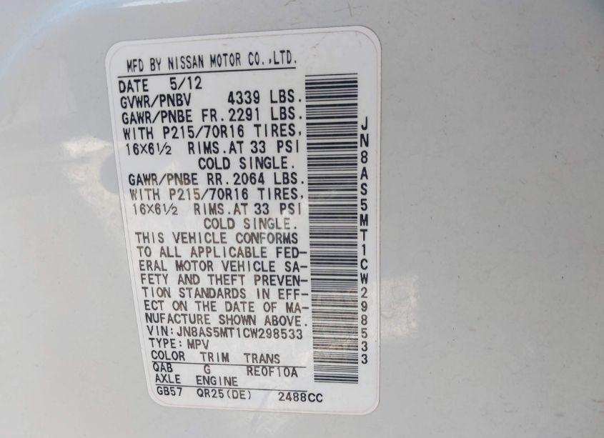 Photo 9 of 2012 Nissan Rogue S (VIN JN8AS5MT1CW298533)