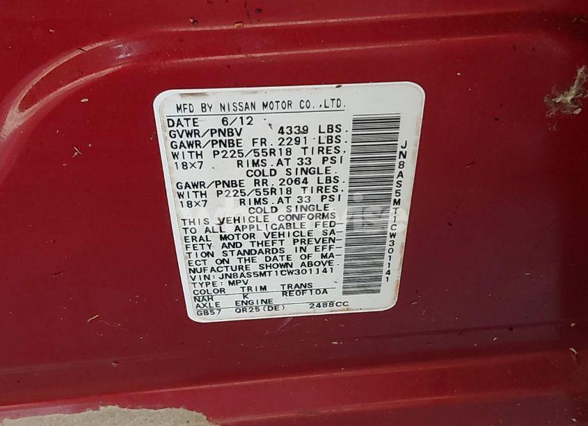 Photo 9 of 2012 Nissan Rogue SV W/SL PKG (VIN JN8AS5MT1CW301141)