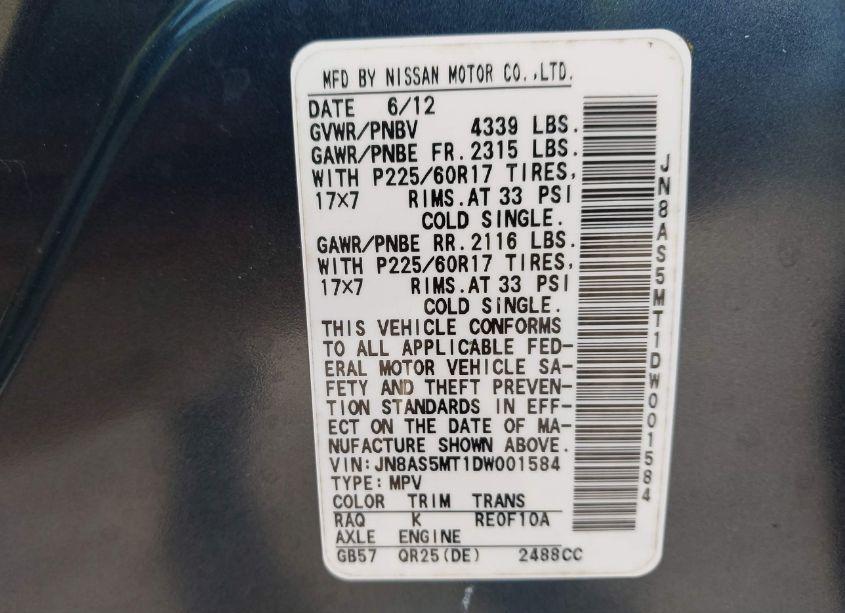 Photo 9 of 2013 Nissan Rogue SV (VIN JN8AS5MT1DW001584)