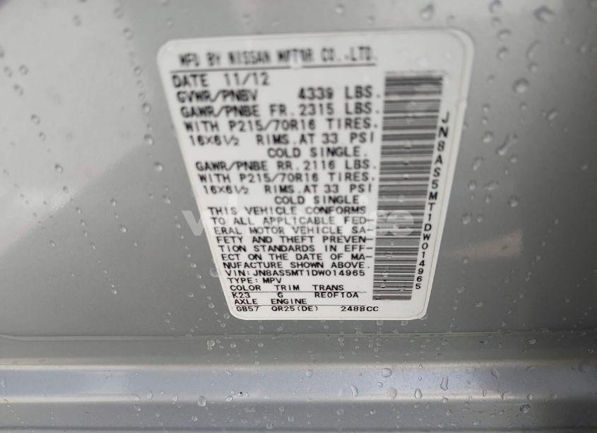 Photo 9 of 2013 Nissan Rogue S (VIN JN8AS5MT1DW014965)