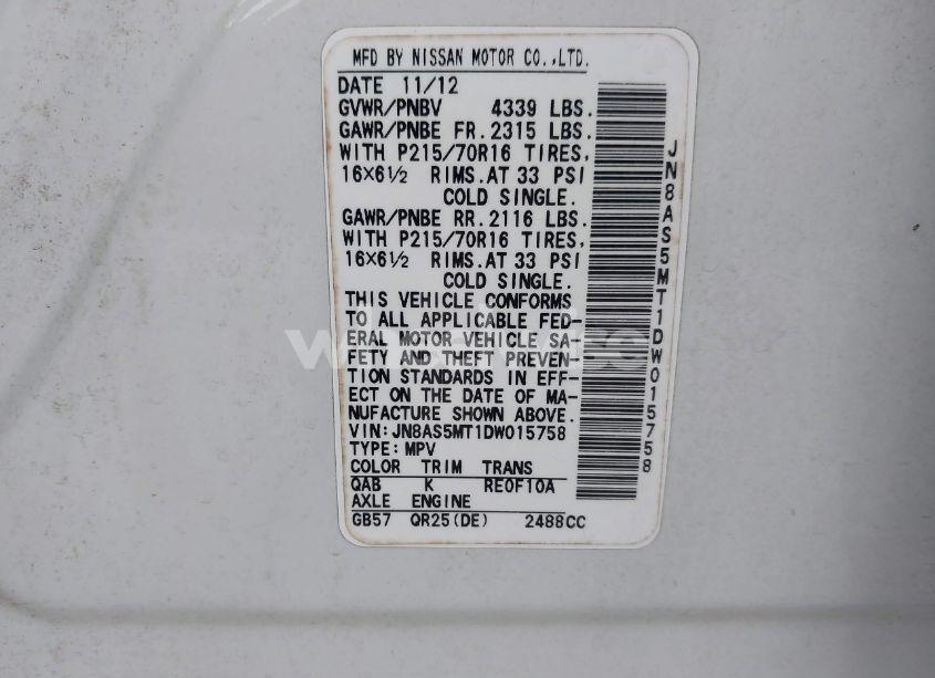 Photo 9 of 2013 Nissan Rogue S (VIN JN8AS5MT1DW015758)