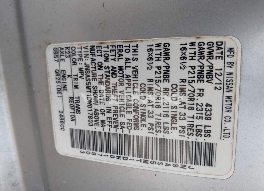 Photo 9 of 2013 Nissan Rogue S (VIN JN8AS5MT1DW017803)