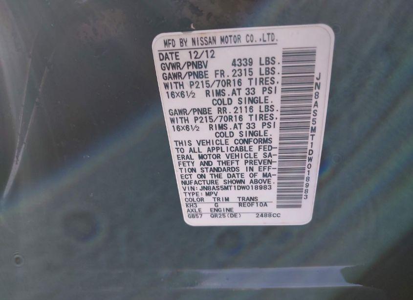 Photo 9 of 2013 Nissan Rogue S (VIN JN8AS5MT1DW018983)