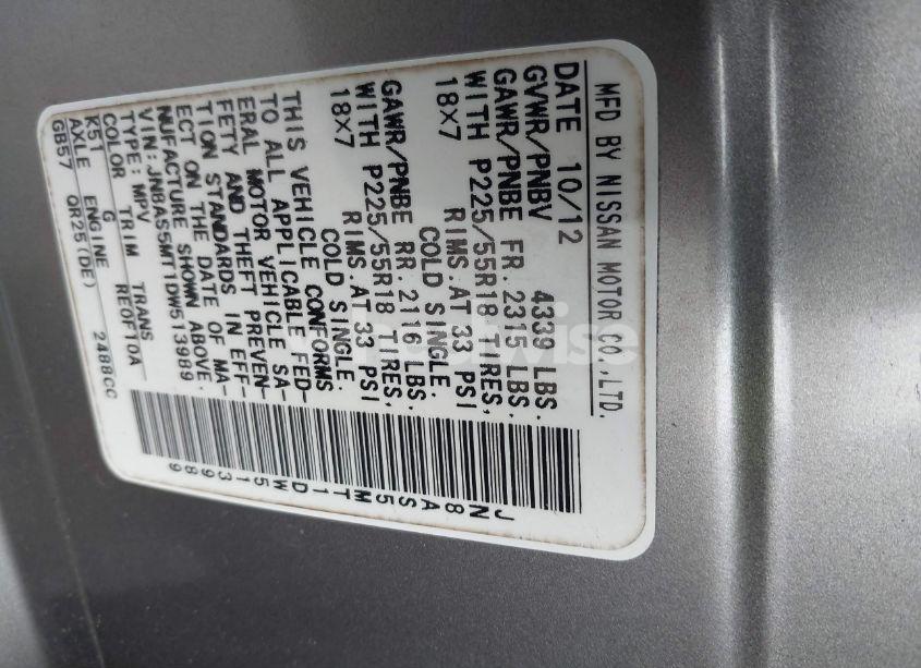 Photo 9 of 2013 Nissan Rogue SV W/SL PKG (VIN JN8AS5MT1DW513989)