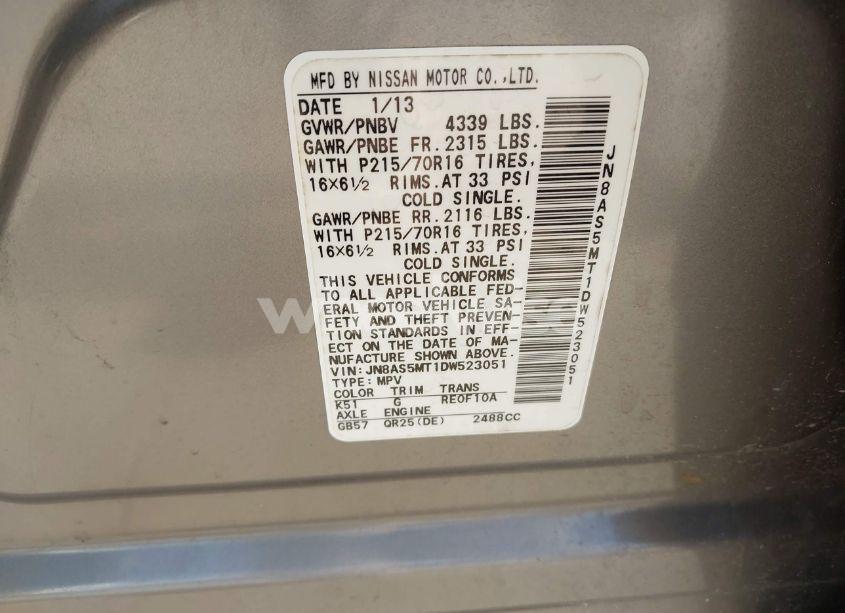 Photo 9 of 2013 Nissan Rogue S (VIN JN8AS5MT1DW523051)