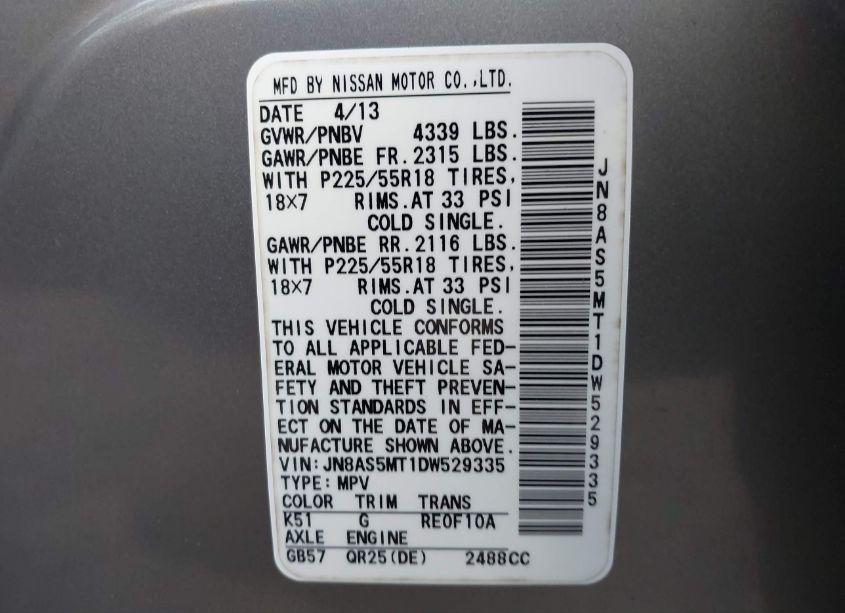 Photo 9 of 2013 Nissan Rogue SV W/SL PKG (VIN JN8AS5MT1DW529335)