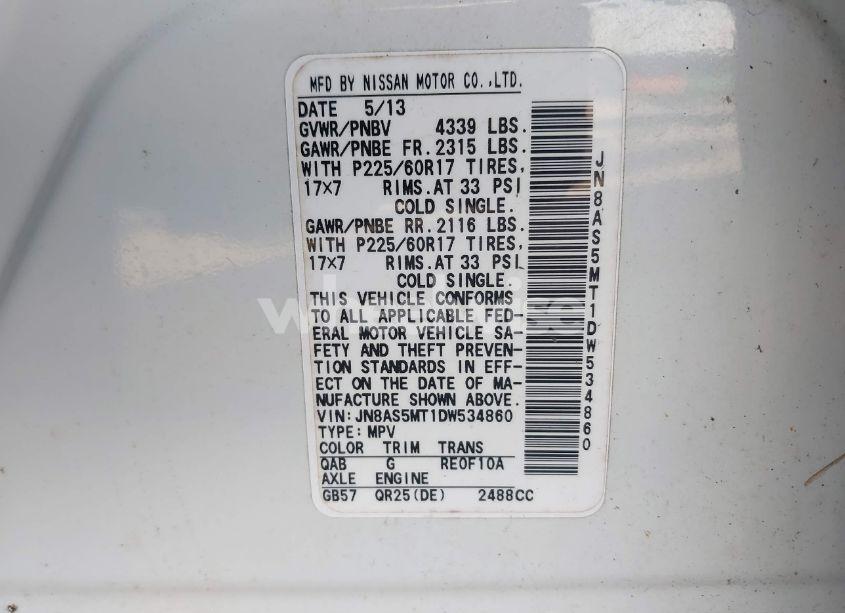 Photo 9 of 2013 Nissan Rogue SV (VIN JN8AS5MT1DW534860)