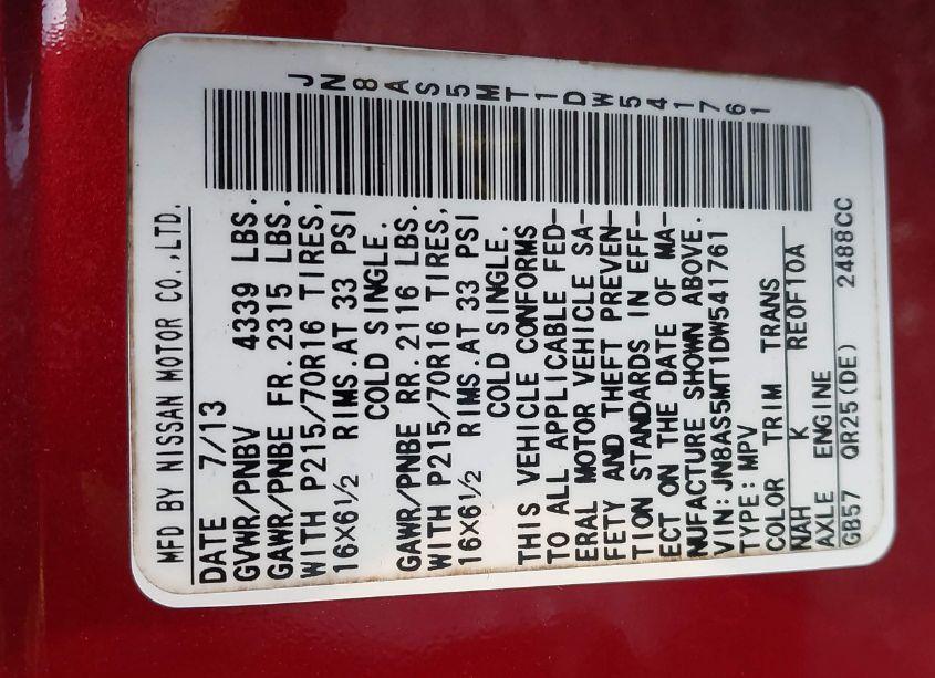 Photo 9 of 2013 Nissan Rogue S (VIN JN8AS5MT1DW541761)