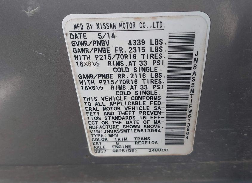 Photo 9 of 2014 Nissan Rogue SELECT S (VIN JN8AS5MT1EW613964)