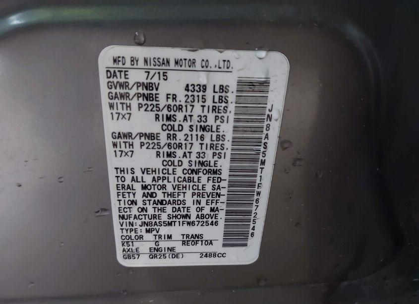 Photo 9 of 2015 Nissan Rogue SELECT S (VIN JN8AS5MT1FW672546)