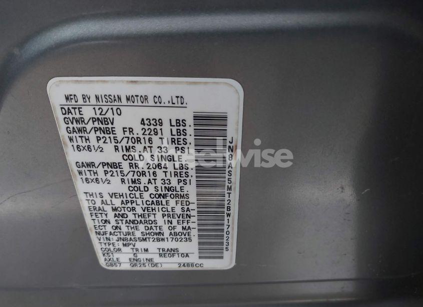 Photo 9 of 2011 Nissan Rogue S (VIN JN8AS5MT2BW170235)