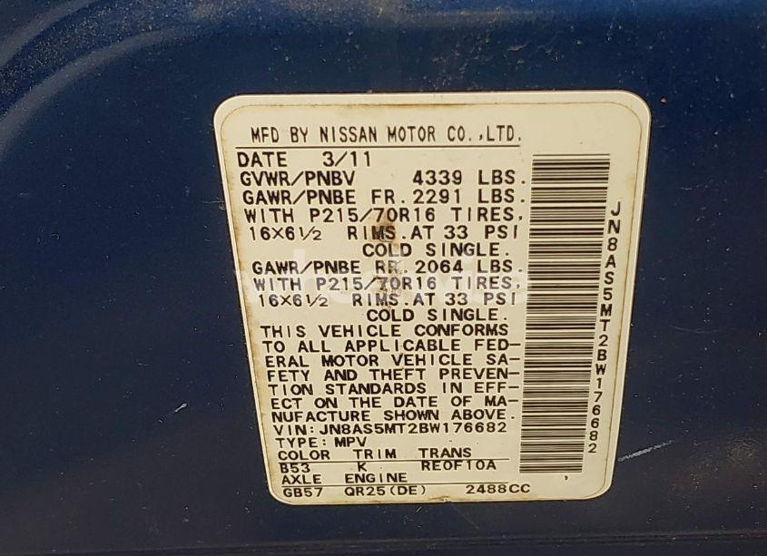 Photo 9 of 2011 Nissan Rogue S (VIN JN8AS5MT2BW176682)