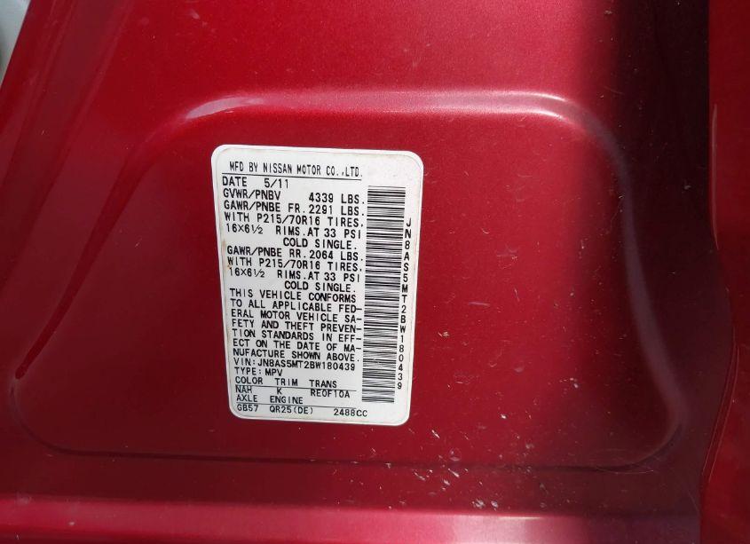 Photo 9 of 2011 Nissan Rogue S (VIN JN8AS5MT2BW180439)