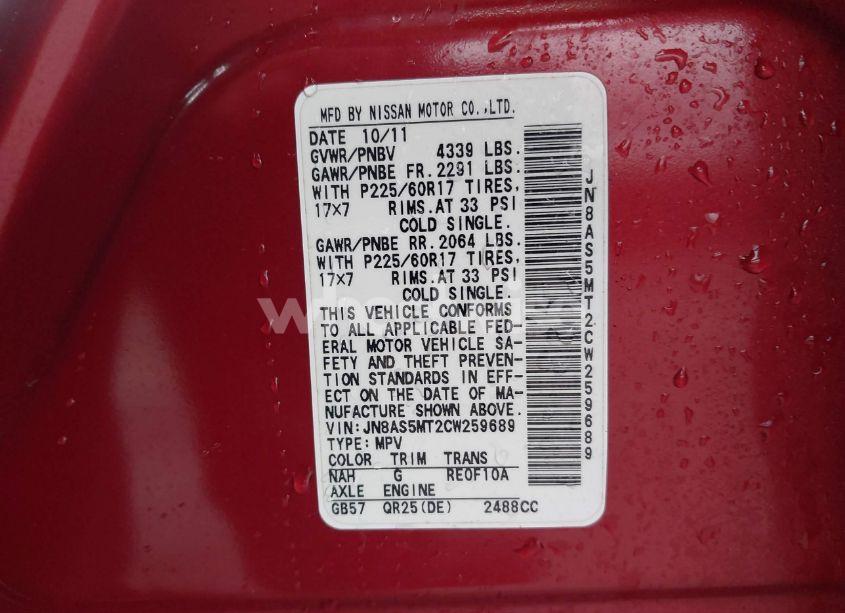 Photo 9 of 2012 Nissan Rogue SV (VIN JN8AS5MT2CW259689)