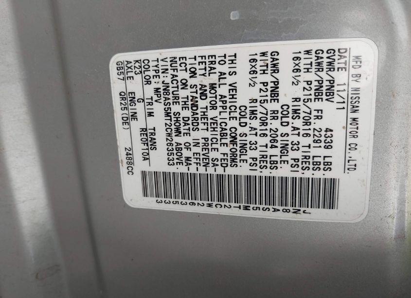 Photo 9 of 2012 Nissan Rogue S (VIN JN8AS5MT2CW263533)