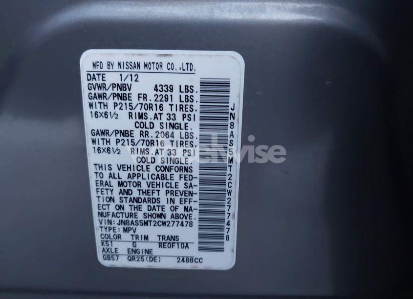 Photo 9 of 2012 Nissan Rogue S (VIN JN8AS5MT2CW277478)