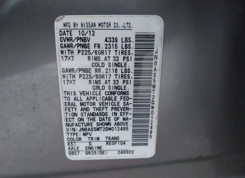 Photo 9 of 2013 Nissan Rogue SV (VIN JN8AS5MT2DW012495)