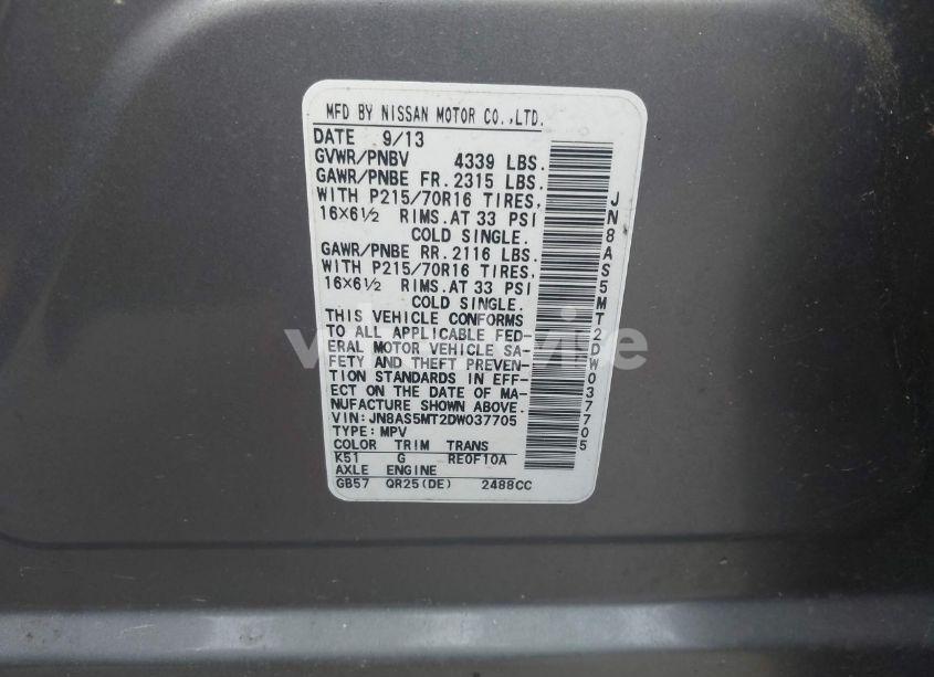 Photo 9 of 2013 Nissan Rogue S (VIN JN8AS5MT2DW037705)