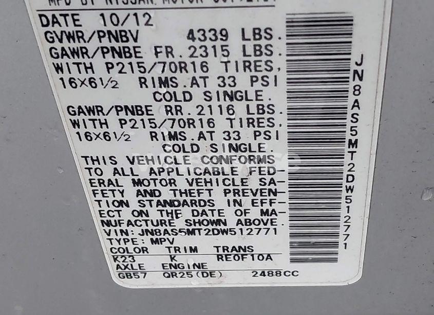 Photo 9 of 2013 Nissan Rogue S (VIN JN8AS5MT2DW512771)