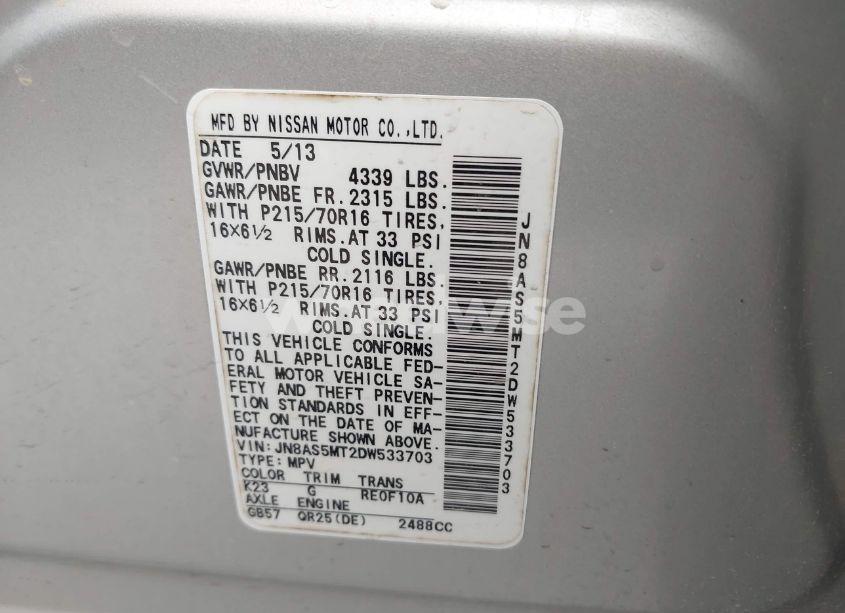 Photo 9 of 2013 Nissan Rogue S (VIN JN8AS5MT2DW533703)