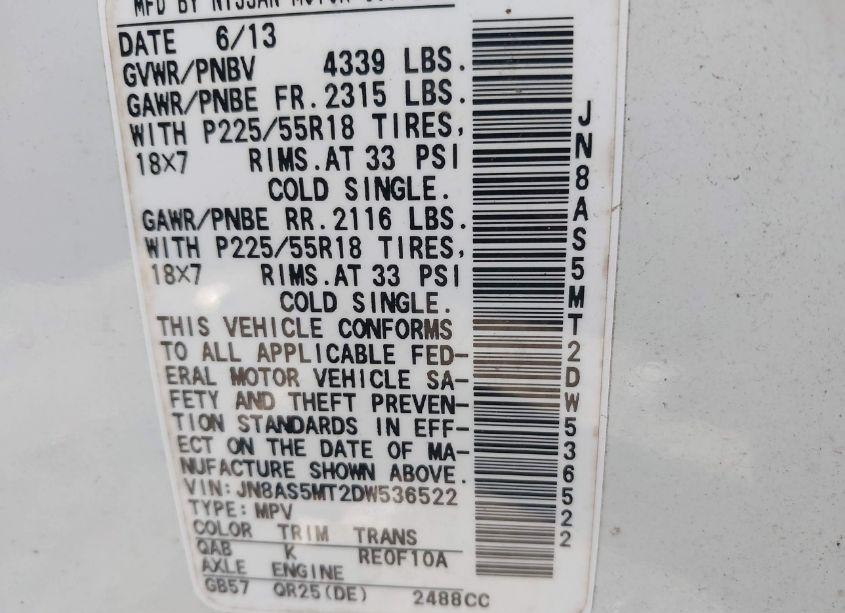 Photo 9 of 2013 Nissan Rogue SV W/SL PKG (VIN JN8AS5MT2DW536522)