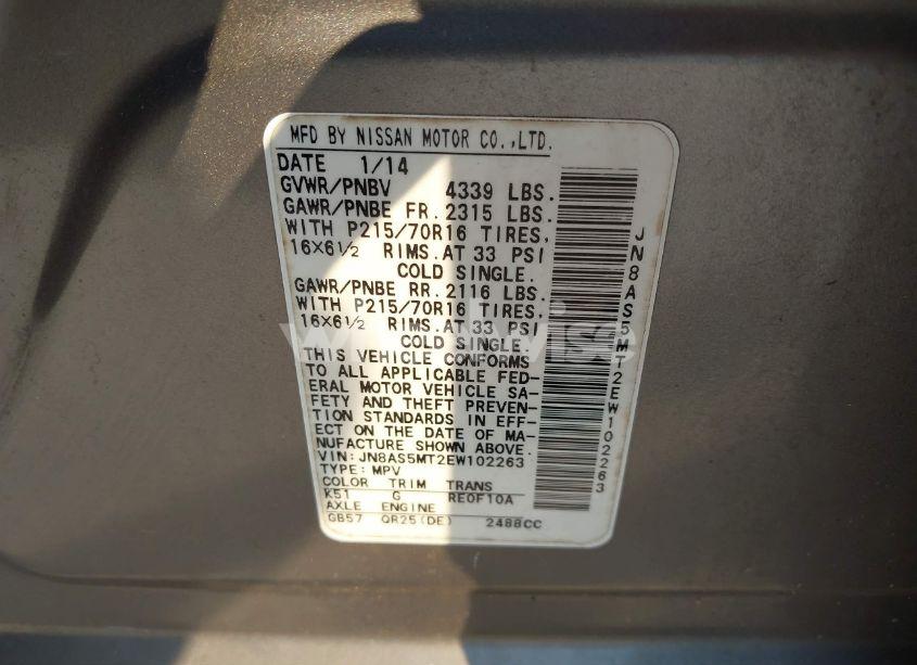 Photo 9 of 2014 Nissan Rogue SELECT S (VIN JN8AS5MT2EW102263)