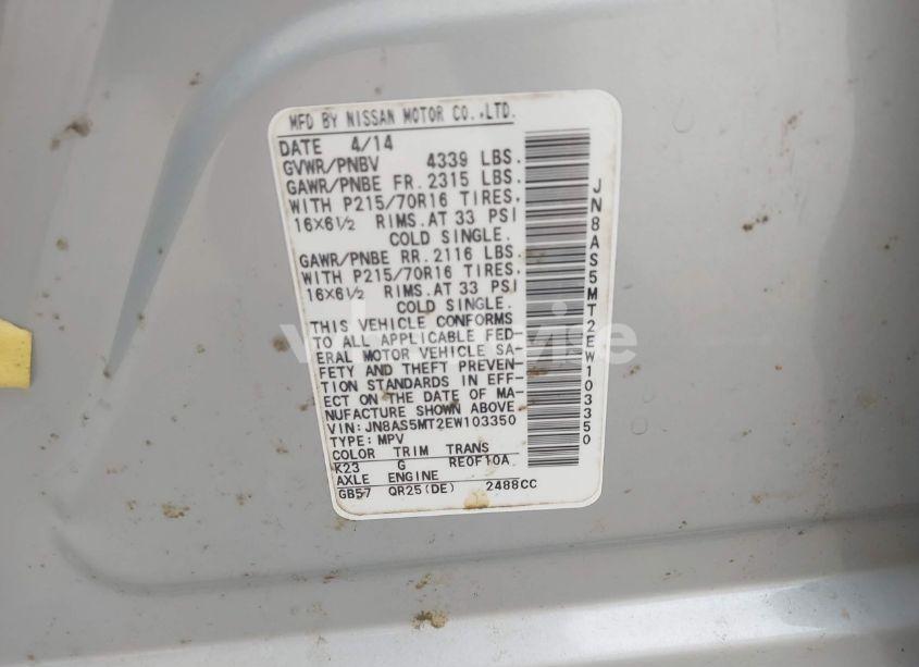 Photo 9 of 2014 Nissan Rogue SELECT S (VIN JN8AS5MT2EW103350)