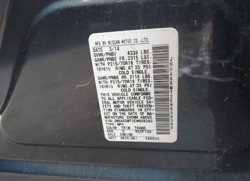 Photo 9 of 2014 Nissan Rogue SELECT S (VIN JN8AS5MT2EW609390)