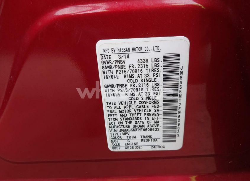 Photo 9 of 2014 Nissan Rogue SELECT S (VIN JN8AS5MT2EW609633)