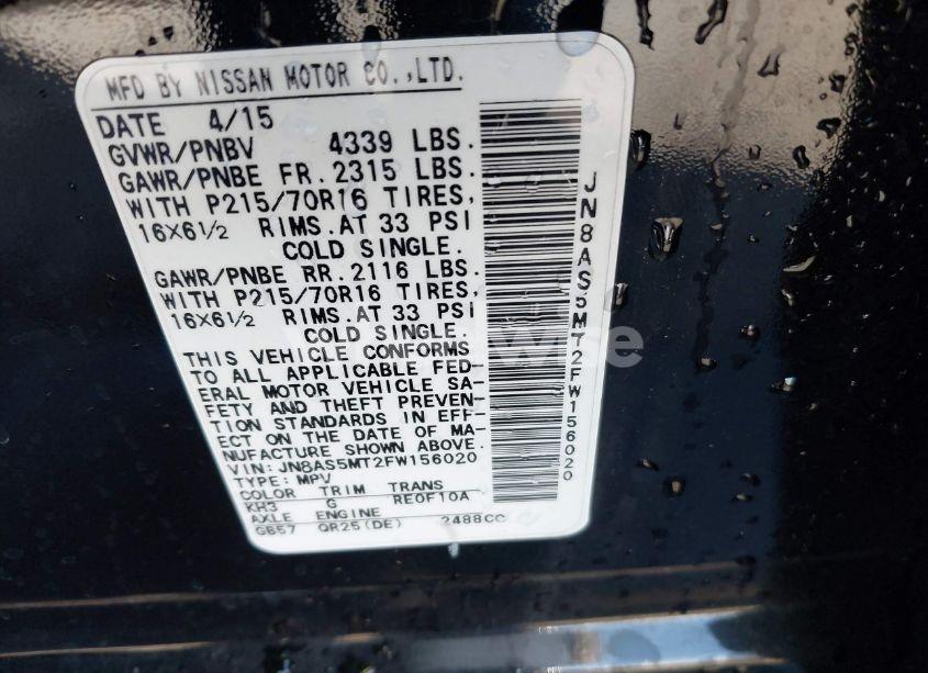 Photo 9 of 2015 Nissan Rogue SELECT S (VIN JN8AS5MT2FW156020)