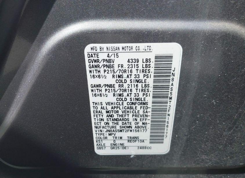 Photo 9 of 2015 Nissan Rogue SELECT S (VIN JN8AS5MT2FW156177)