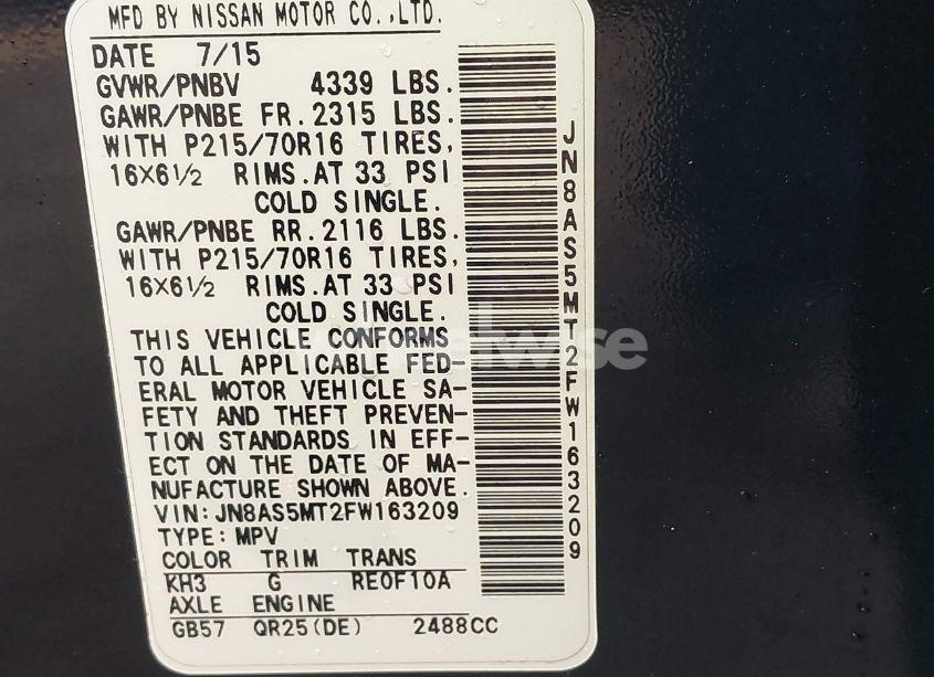 Photo 9 of 2015 Nissan Rogue SELECT S (VIN JN8AS5MT2FW163209)