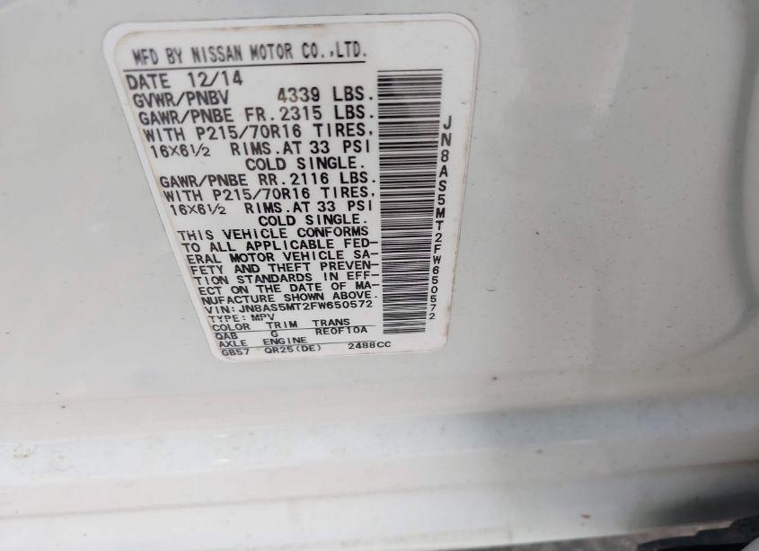 Photo 9 of 2015 Nissan Rogue SELECT S (VIN JN8AS5MT2FW650572)