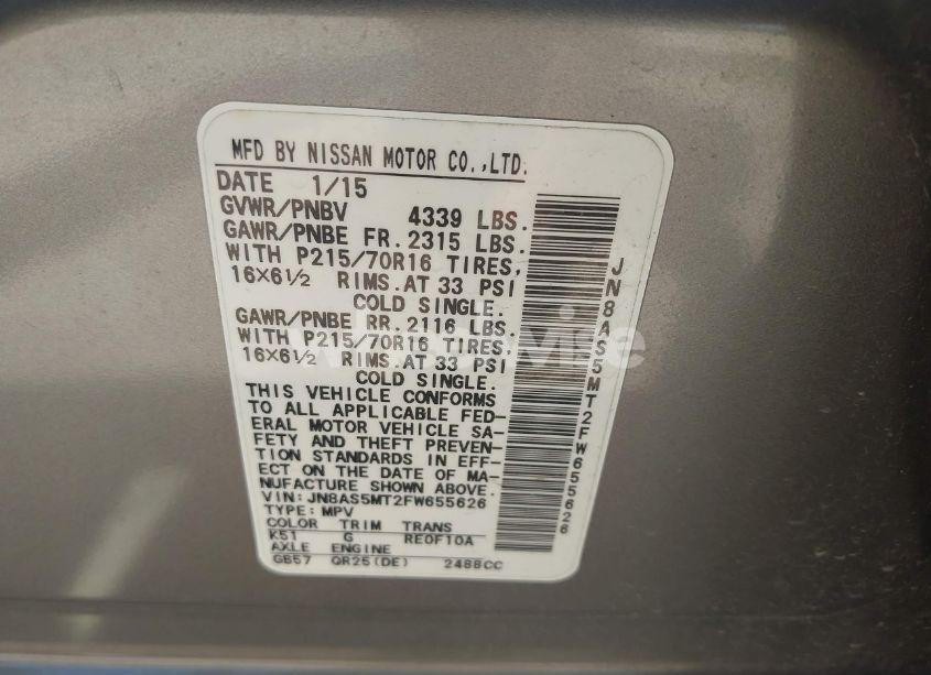 Photo 9 of 2015 Nissan Rogue SELECT S (VIN JN8AS5MT2FW655626)