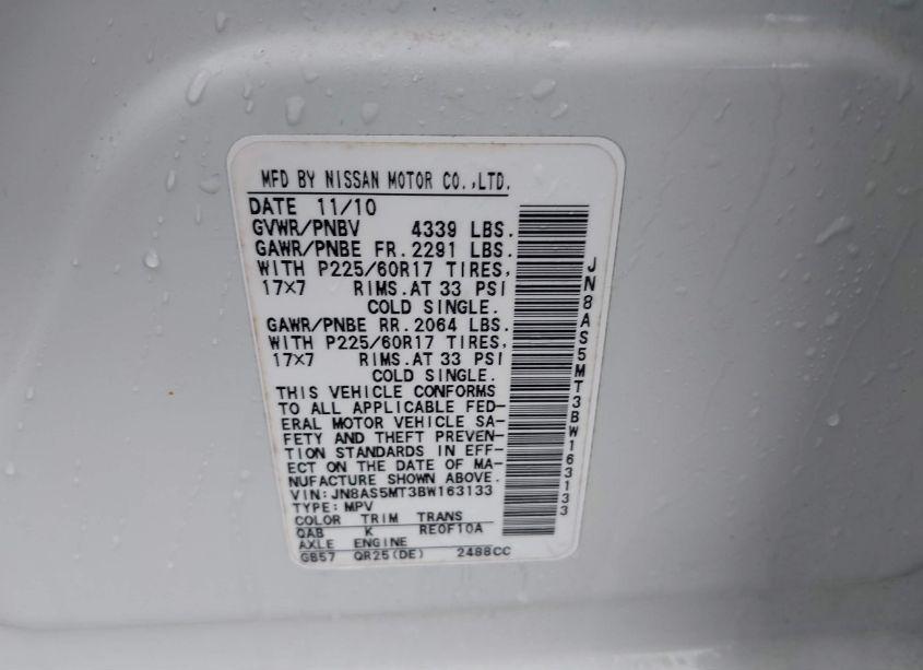 Photo 9 of 2011 Nissan Rogue SV (VIN JN8AS5MT3BW163133)