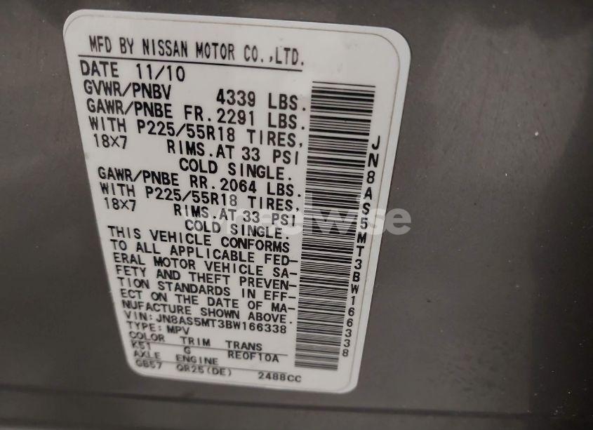 Photo 9 of 2011 Nissan Rogue SV (VIN JN8AS5MT3BW166338)