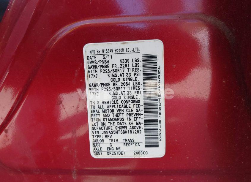 Photo 9 of 2011 Nissan Rogue SV (VIN JN8AS5MT3BW181292)