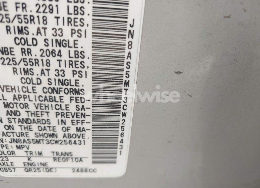 Photo 9 of 2012 Nissan Rogue SV W/SL PKG (VIN JN8AS5MT3CW256431)