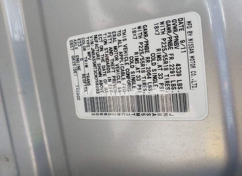 Photo 9 of 2012 Nissan Rogue SV W/SL PKG (VIN JN8AS5MT3CW256803)