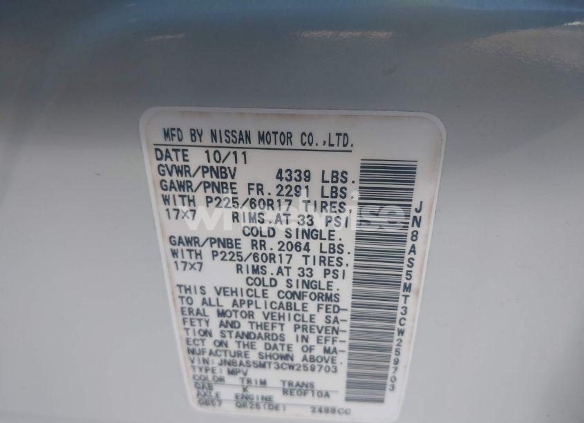 Photo 9 of 2012 Nissan Rogue SV (VIN JN8AS5MT3CW259703)