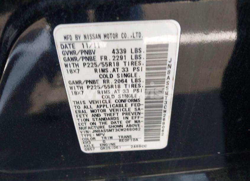 Photo 9 of 2012 Nissan Rogue SV W/SL PKG (VIN JN8AS5MT3CW268062)